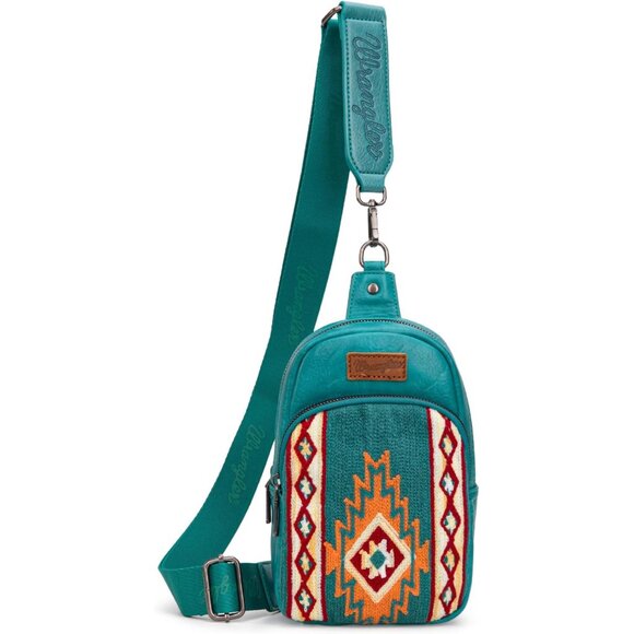 Handbags - Wrangler Turquoise Aztec Knitted Crossbody Sling Bag for Women